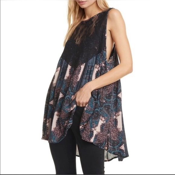 Free People Dresses & Skirts - 75% off! Free People “Count Me In” Trapeze/Swing Top/Dress | Black Multi, NWT
